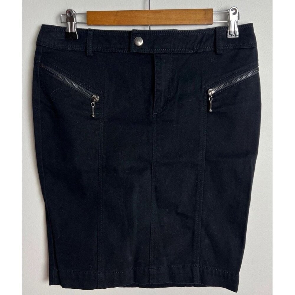 Zara Basic Black Cotton Pencil Skirt Size Small Decorative Zipper Women’s